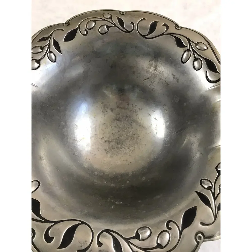 Lenox Pewter Bowl Salad Serving Centerpiece Olive Branch 15